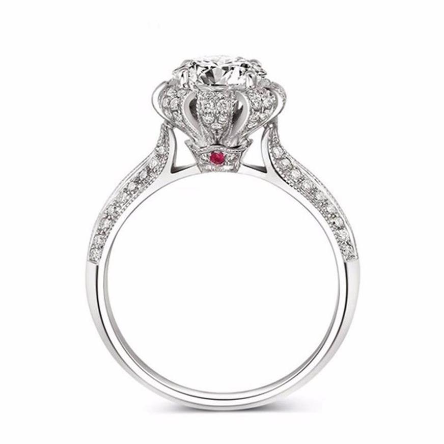 Vecalon Luxury Fashion Jewelry Ring Ruby Simulated Diamond CZ 925 Sterling Silver Engagement Wedding Band Ring for Women2643