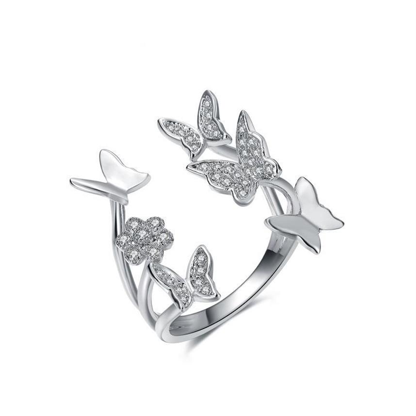 Clusterringe schöne Damen Schmetterling Ring Roségold Farbe für Frauen mit hochwertiger Kubikzirkonia Steinschmuck Geschenke284H