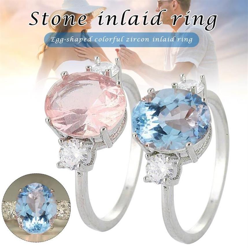 Nature Morganite Pink Blue Gemstone Ring 925 Sterling Silver Women's Wedding Jewelry CNT 66 Rings256z