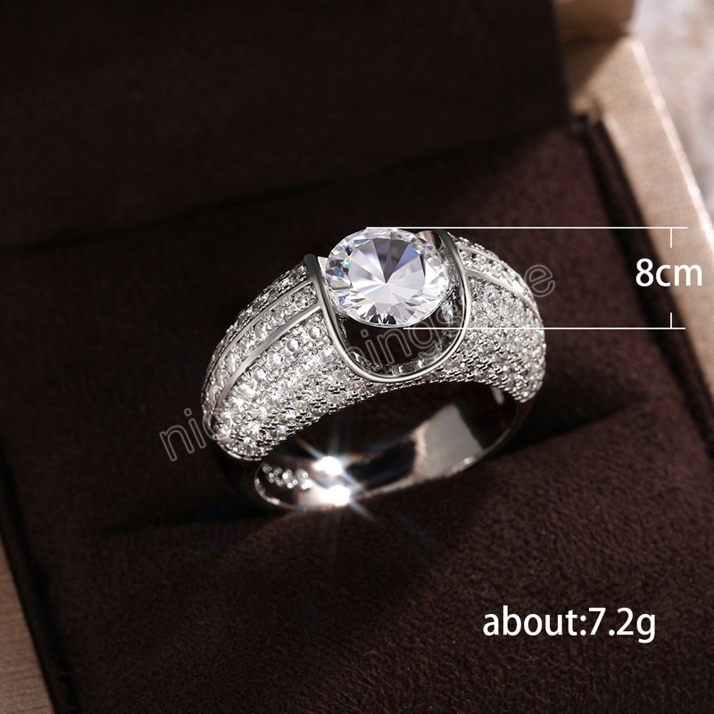 Luxe solitaire bandring voor dames ronde zirkon jubileum bruidsfeest bruidsringen briljante klassieke sieraden charme cadeau