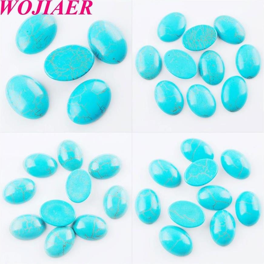 WOJIAER pierres précieuses naturelles Turquoises Cabochon ovale clair cabine perles sans trou de forage pour la fabrication de bijoux bricolage pendentif bague BU8172308