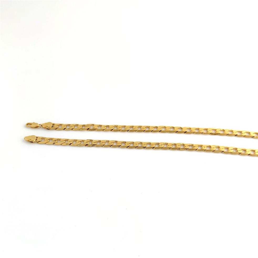 18 K Solid Yellow Gold Filled Curb Cuban Link Chain Necklace Curb Italian Stamp 750 Men's Women 7mm 75cm Lång hip-hop2449