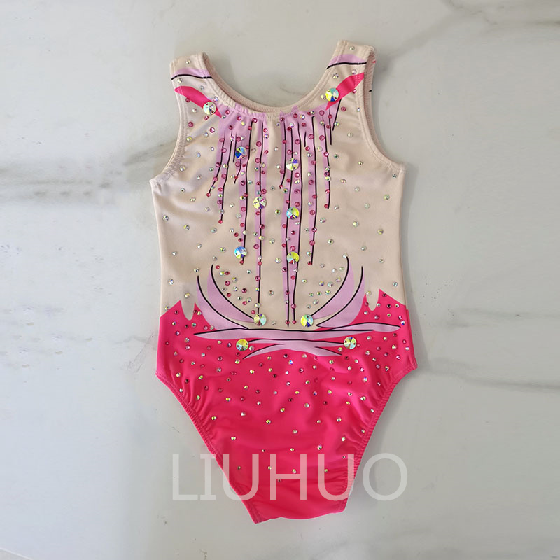 LIUHUO Personnaliser les couleurs synchronisées maillots de bain filles femmes cristaux de qualité extensible x qualité strass natation équipe Performance rose