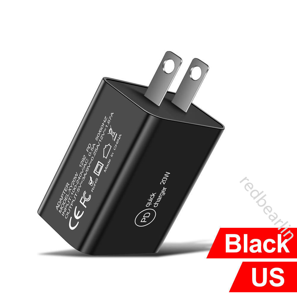 EU US AC Home Travel Fast Quick Charging 20W USB C PD Charger Plugs For IPhone Samsung Galaxy S20 S23 S24 Xiaomi Huawei htc android phone pc