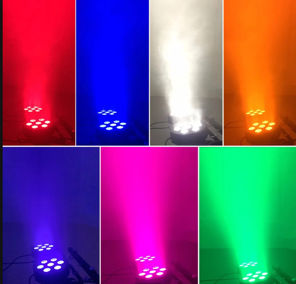 4 pezzi molto LED piatto Par7x12W / RGBW 7x18W RGBWA + luce UV DMX512 6-10CH luce da palco stroboscopio l'intrattenimento domestico palcoscenico professionale