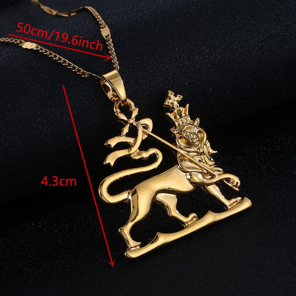 Collier pendentif Lion éthiopien africain, couleur or, Lion de juda, chaîne animale tendance, bijoux ethniques, cadeaux 206Y