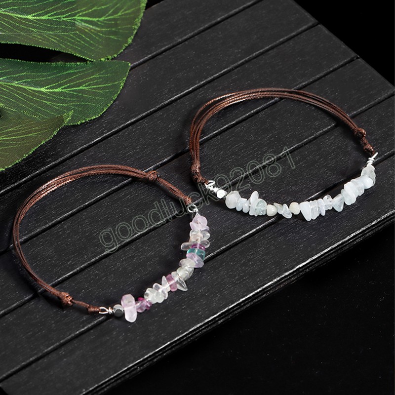 Bracciale curativo in vera pietra naturale 7 chakra Bracciale in corda fatto a mano in cristallo rosa piccoli gioielli da donna