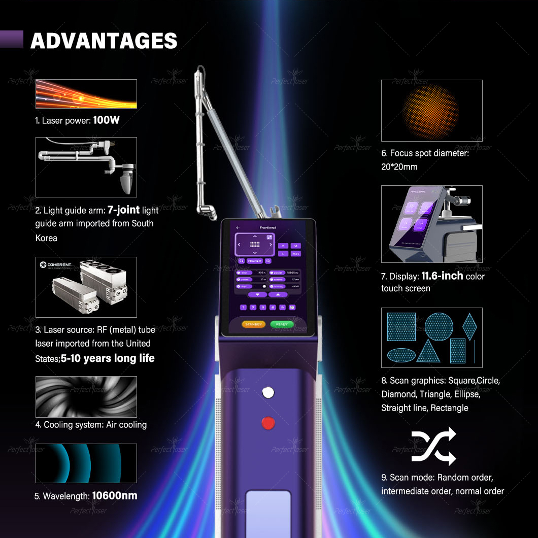 PerfectLaser 100W surgical scar removal machine co2 laser fractional machine for hospital