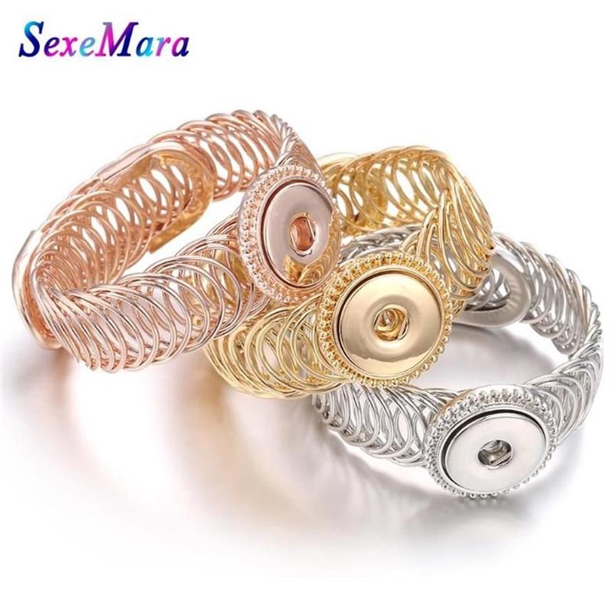 Trendy Frauen Armreifen Bohemian Runde Schmuck Armbänder Fit 18mm Druckknopf Frauen Armband Armreif218a