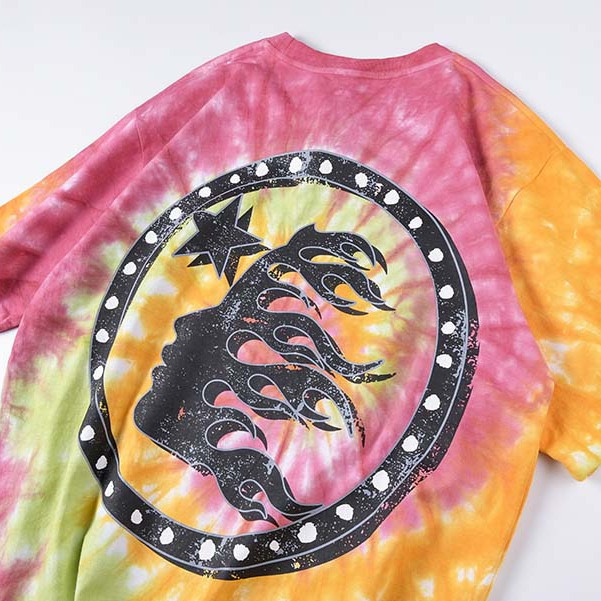 HELLSTAR Studios Enlightenment Club Tee bijpassende schedel tie-dye korte mouwen T-shirts Unisex Katoenen Tops Mannen Vintage T-shirts Zomer Losse Tee Rock