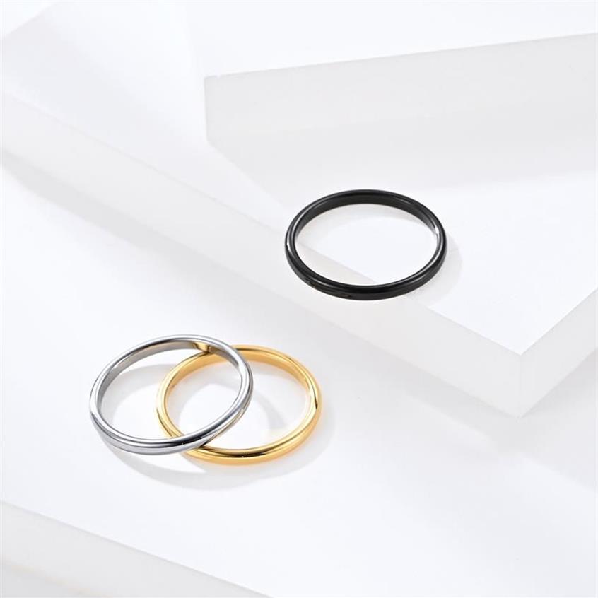 Anelli in acciaio al tungsteno da 2 mm design di design coppia anello semplice moda uomo e donna anello gioielli di lusso di alta qualità regalo266y