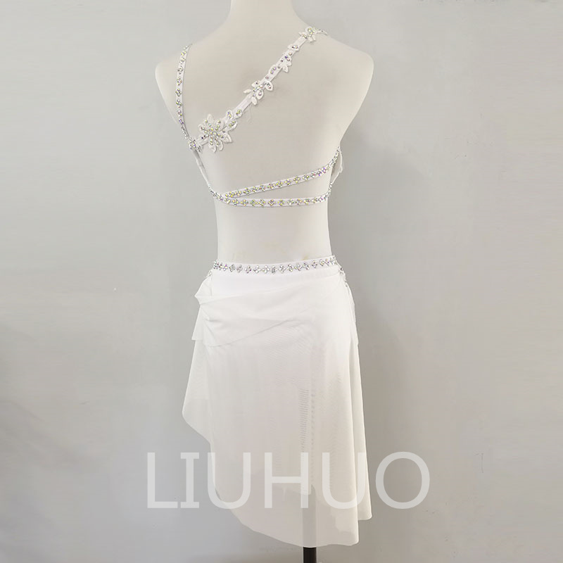 LIUHUO Girls Lyrical Dance Dress Modern Contemporary Ballet Dress Competition Pole Dance Aerial Yoga Performance Dress Jazz Dance White