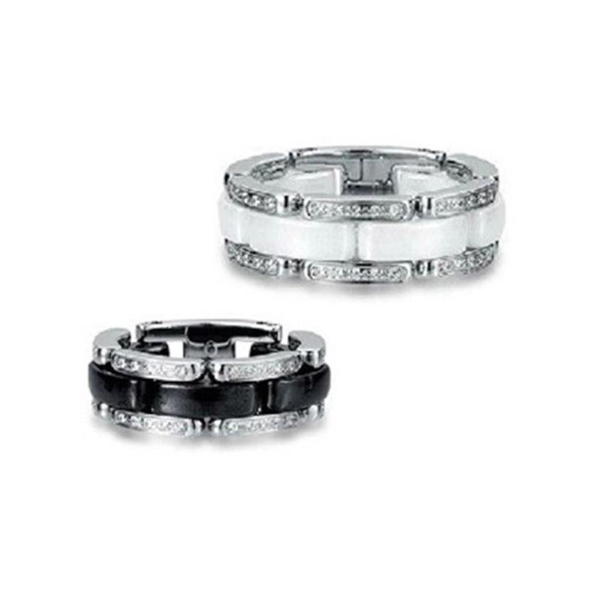Новое поступление, брендовый ювелирный бутик, высокое качество, женское кольцо, черно-белое керамическое кольцо с бриллиантом, кольца с хвостом, Jewelry279o
