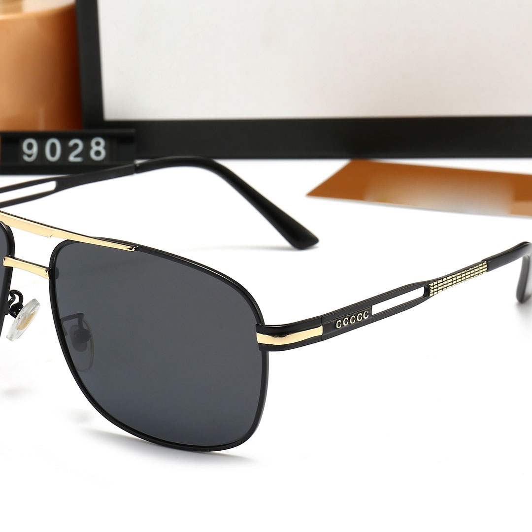 Herrdesigner solglasögon utomhus som kör UV -resistent personlig dubbel stråle metallram solglasögon