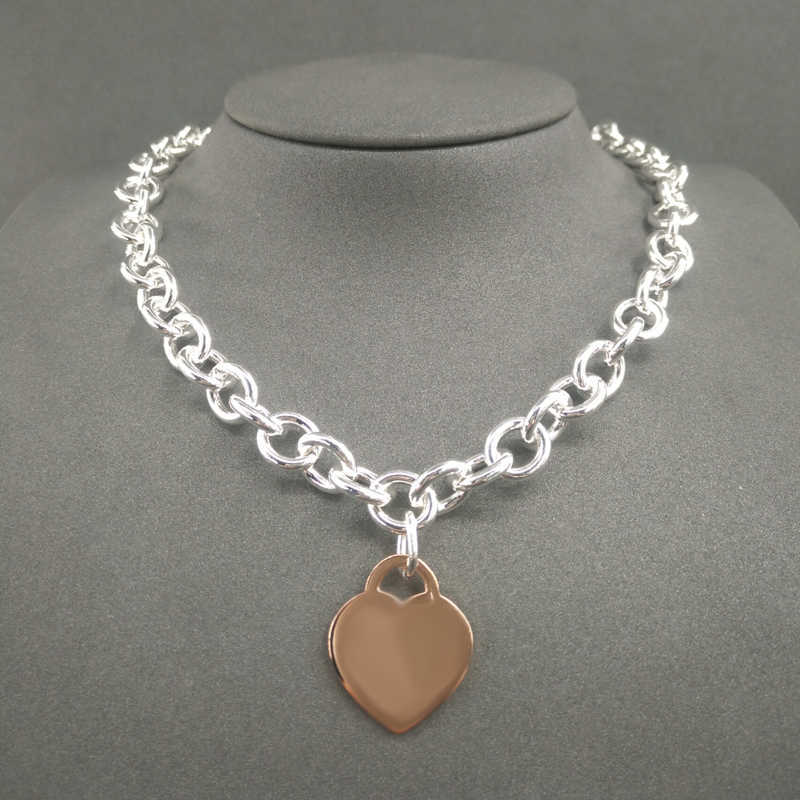 Fashion designer Heart love S925 Sterling Silver Necklace for Women Classic Heart-shaped Pendant Charm Chain Necklaces Luxury Brand Jewelry Necklace Q0603