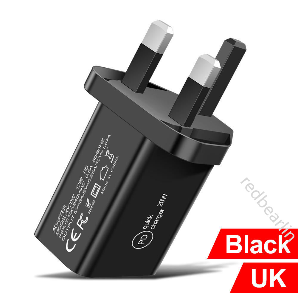 UE US AC Home Travel Szybkie ładowanie 20W USB C PD Wtyczki do iPhone'a Samsung Galaxy S20 S23 S24 Xiaomi Huawei HTC Android Telefon PC