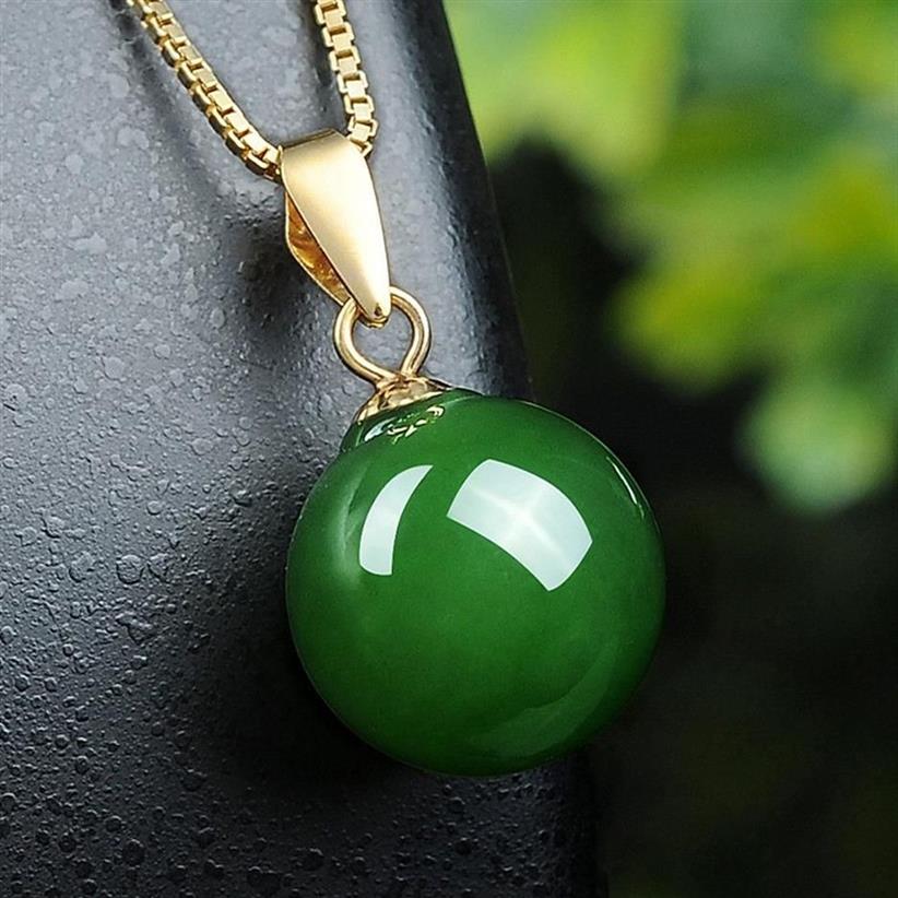 Fashion concise green jade crystal emerald gemstones pendant necklaces for women gold tone choker jewelry bijoux party gifts Q1127236b