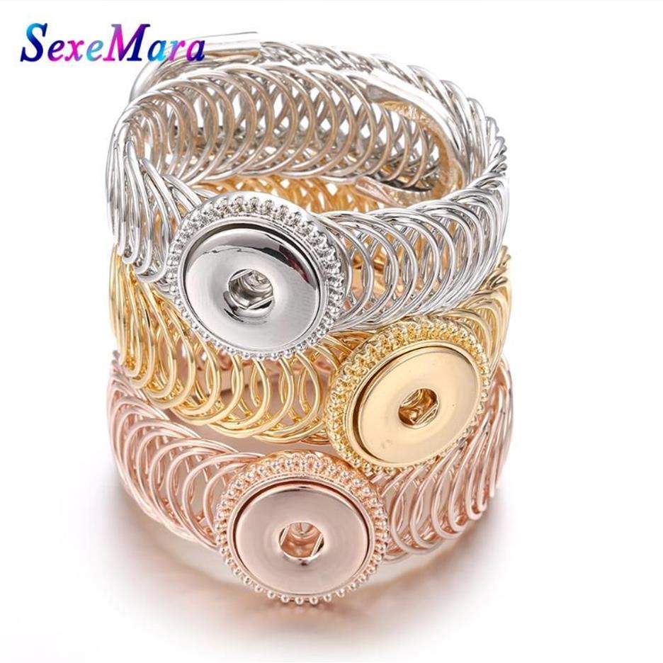 Trendy Frauen Armreifen Bohemian Runde Schmuck Armbänder Fit 18mm Druckknopf Frauen Armband Armreif218a