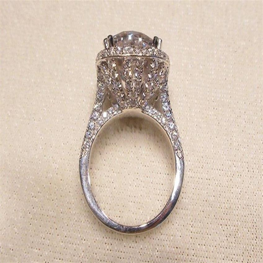 Anillo de diamantes de lujo de 8 quilates, joyería de oro blanco de 14 quilates, anillo de compromiso de corte de moissanita, anillos de boda para mujer, accesorio de fiesta nupcial LJ22490
