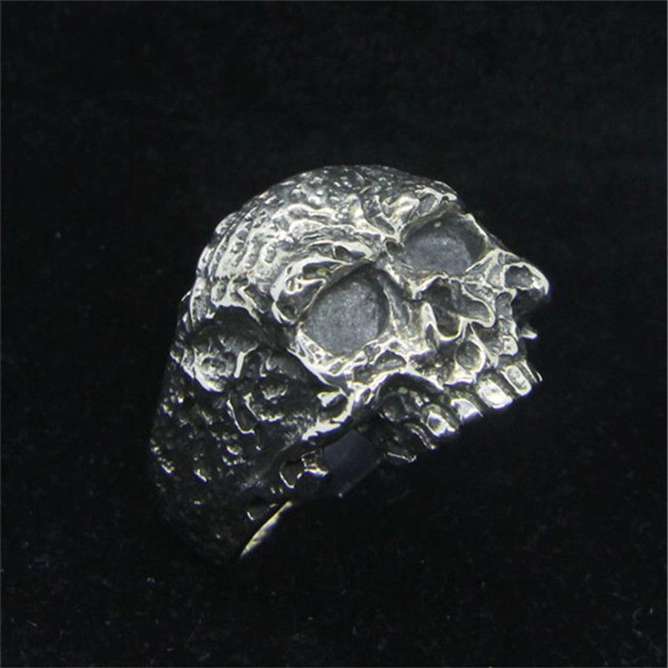 925 Sterling Silber Biker Totenkopf Ring Modeschmuck Größe 7–15 Herren Jungen Dämonenschädel Cooler Ring236Y