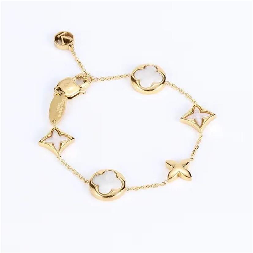 Braccialetti con chiusura a fiore Bracciale lettera V Designer in acciaio al titanio donna uomo gioielli di lusso regali donna ragazza oro argento oro rosa 211p