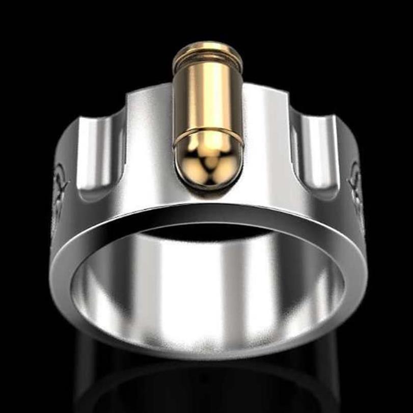 Bague créative couleur argent pour hommes et femmes, anneau de doigt de moto, Steampunk Cool, bicolore, coquille d'œuf, bijoux 267G