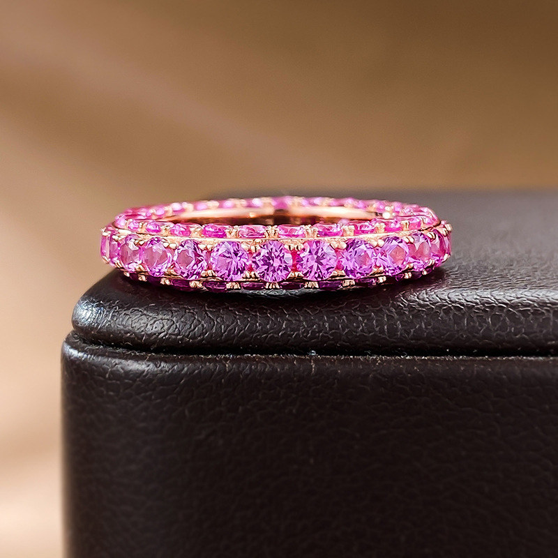 Eternity Ruby Moissanite Diamond Pierścień 100% Real 925 Srebrny Party Wedding Pierścienie dla kobiet Mężczyzn zaręczynowy biżuteria
