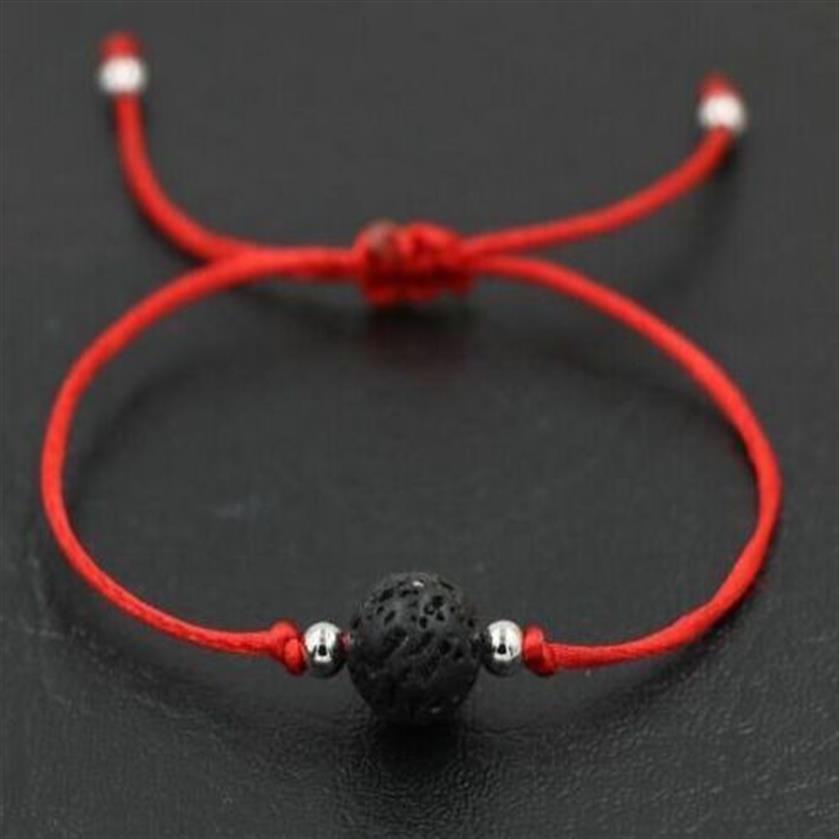 корабль 50 шт./лот натуральный лавовый камень черный, красный нить веревка Briad счастливый подарок браслеты регулируемые браслеты 264x