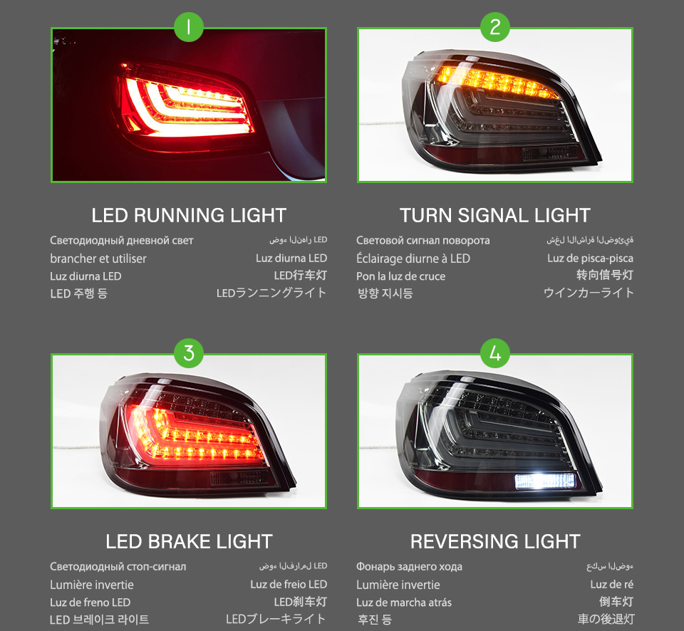 Bakre löpande broms dimma bakljus för BMW E60 LED TAILLight 2002-2010 DRL Turn Signal Lamp Car Accessories