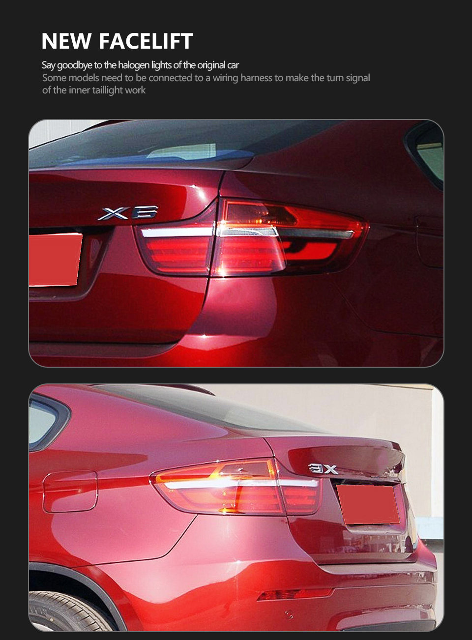 BMW X6 E71 LED Tail Light 2008-2014 LED TAILLIGHTSリアランプLED信号駐車場のカーテールライトアセンブリ