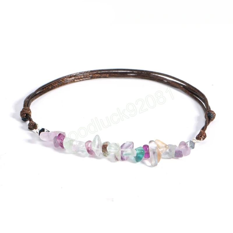 Genezing van echte natuursteen armband 7 chakra's roze kristal handgemaakte touw armband voor vrouwen meisje kleine sieraden