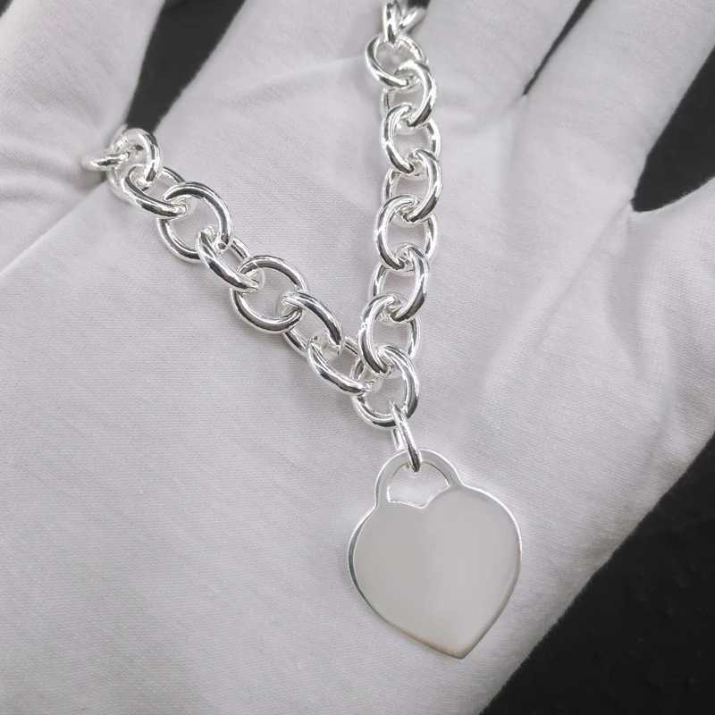 Fashion designer Heart love S925 Sterling Silver Necklace for Women Classic Heart-shaped Pendant Charm Chain Necklaces Luxury Brand Jewelry Necklace Q0603