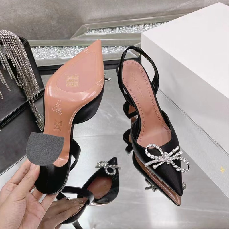 Amina Muaddi Begum Kristallverzierte Schnalle mit Flecken, Pumps, Schuhe, Spule, Absätze, Sandalen, Damen, Luxus-Designer, Abendschuh, Slingback-Sandale, 9,5 cm, Größe 35–42