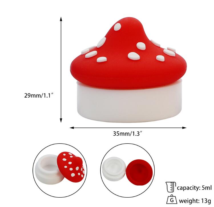 5ML Mushroom Smoking Silicone Container Non-stick Jars Dab Case For Vaporizer Oil Solid Box Wax Containers Pine cones Stash