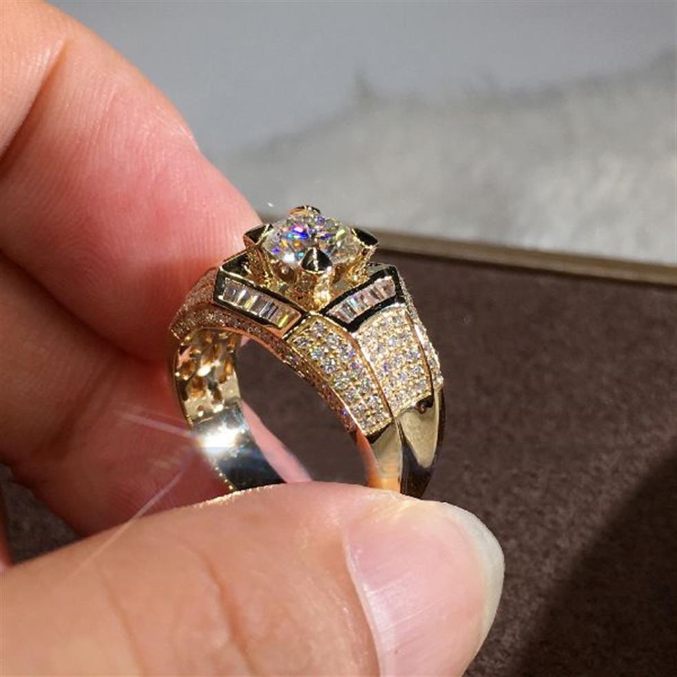 Bague en Diamant pour hommes, or 14 carats, 3 Carats, Rock, bijoux en or 14 carats, Anillo en argent 925, bijoux Diamant Rings309h