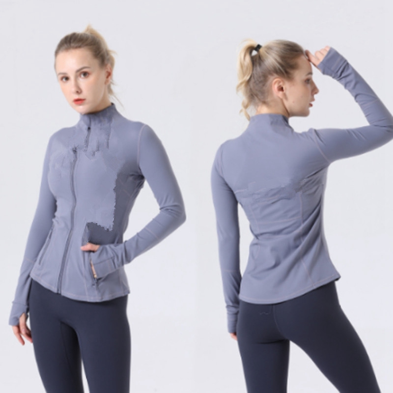 Veste de sport à manches longues pour femmes, avec poches, haute élasticité, Fitness, Yoga, course à pied, manteau d'entraînement, haut lu-68