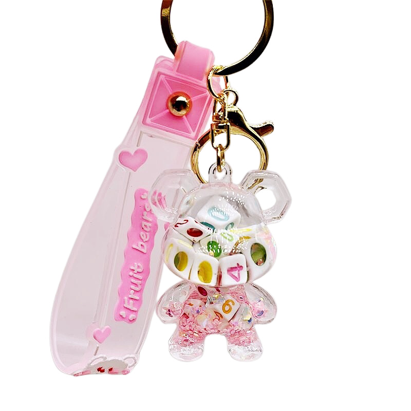 Mignon dessin animé cristal ours voiture décoration strass porte-clés cristal ours en peluche luxe rose porte-clés