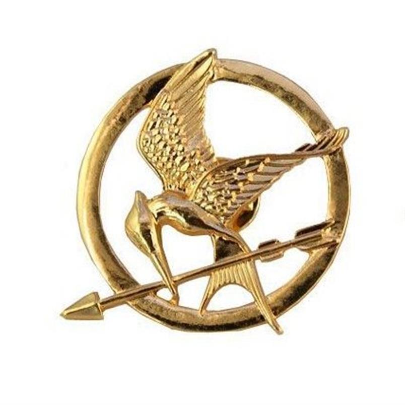 Spilla del film The Hunger Games Mockingjay Spilla con uccello e freccia placcata in oro Gift278F
