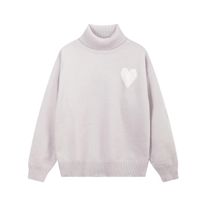 Nouveaux pulls à col haut pour femmes pull de créateur hommes col rond pull tricoté style surdimensionné mode argent amour bande femmes pull même haut décontracté polyvalent