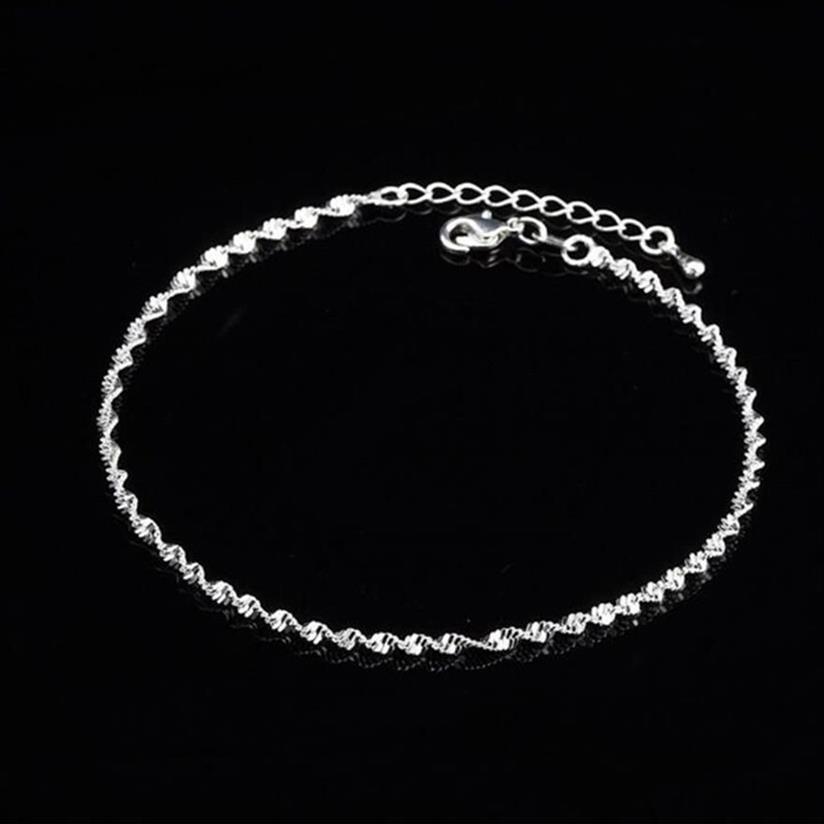 Mode Ed Weave Ketting Voor Vrouwen Enkelband 925 Sterling Zilveren Enkelbanden Armband Voor Vrouwen Voet Sieraden Enkelband Te Voet 210507244n