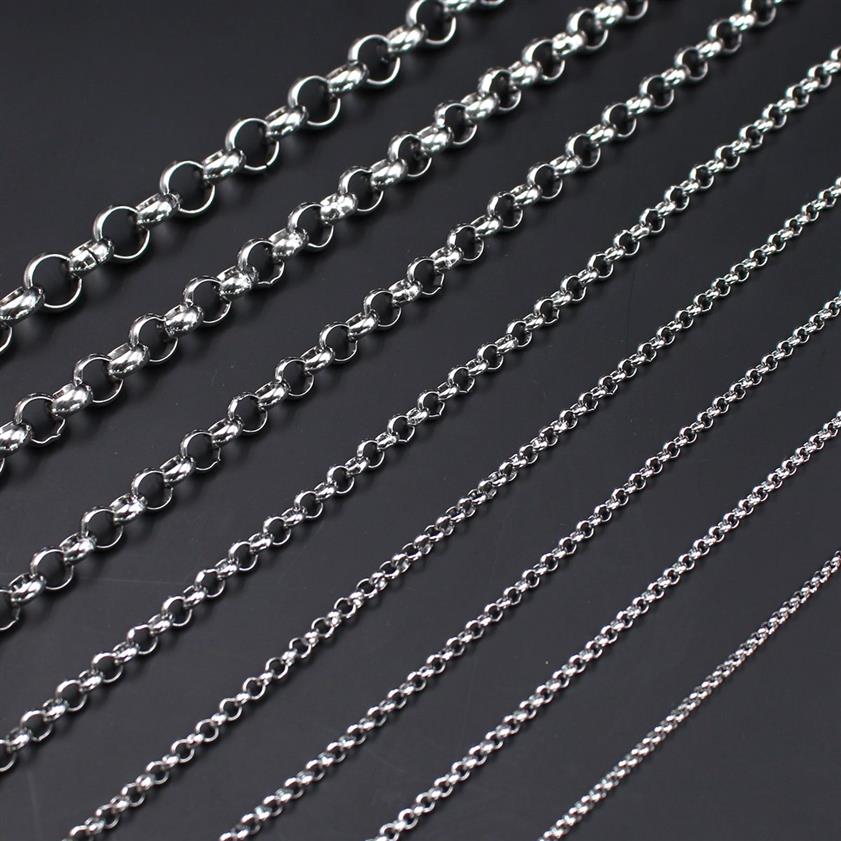 Lote de 12 metros de eslabones de cadena Rolo redondos de acero inoxidable, accesorios para marcar joyas DIY, cadenas de 2, 5mm, 3mm, 4mm, 6mm310y