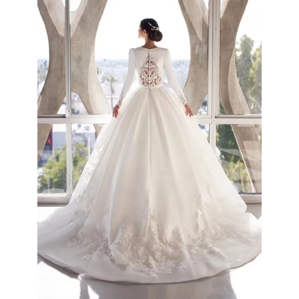 Stunningbride 2024 cetim branco plus size cristais árabes vestido de noiva manga longa brilhante preto menina sexy decote em v vestidos de noiva elegante vestido de noiva boêmio