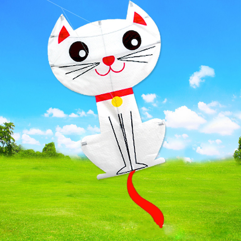 Cartoon Cat New Kite Flying Sky Series Kites Cute Animal من السهل تجميع الطائرات الورقية المطابقة للألوان للبالغين والأطفال