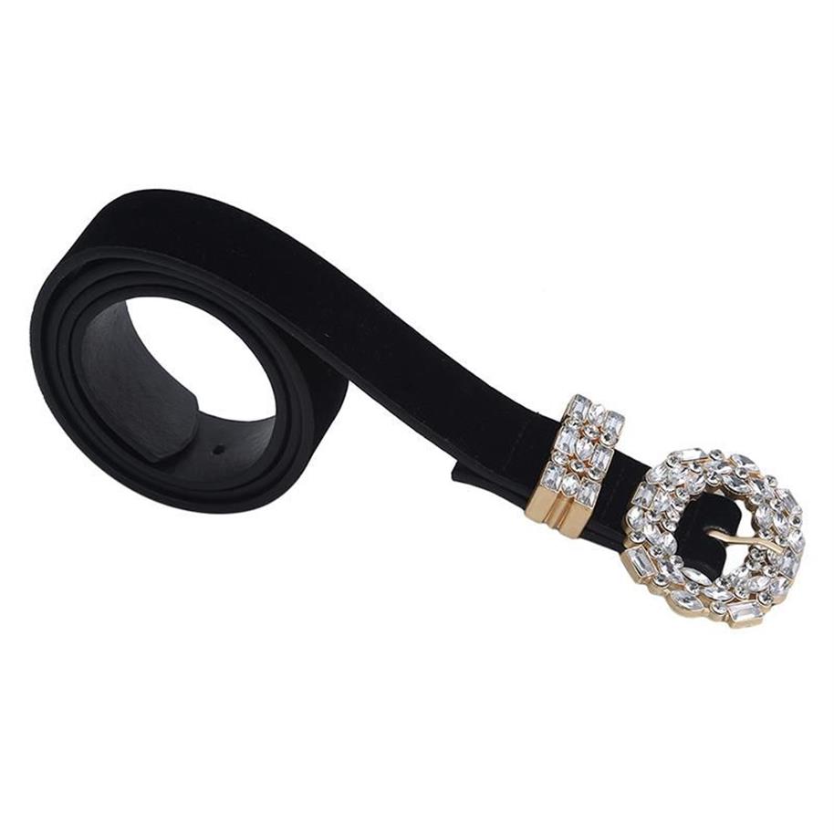 Ceintures de luxe à gros Strass pour femmes, bijoux de taille en cuir noir, chaîne en or, strass et diamant, Fashion229G