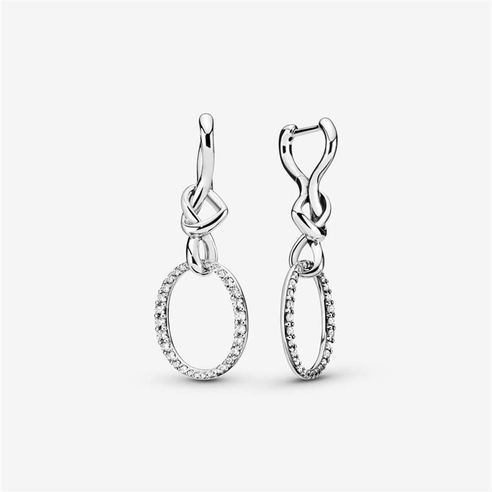 Boucles d'oreilles ovales en argent Sterling 925, authentiques, en forme de cœur noué, accessoires de bijoux à la mode pour femmes, cadeau 267K