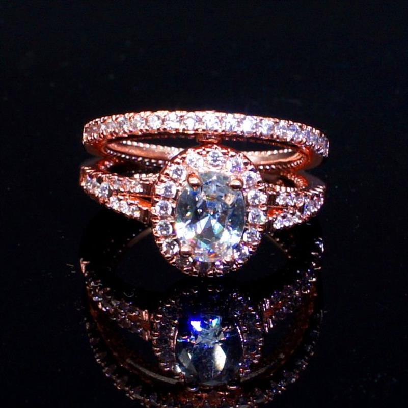 Ensemble de bagues rondes en diamant pour femmes, marque de luxe, bague de fiançailles en argent 925, bagues de mariage Vintage pour femmes, 295z