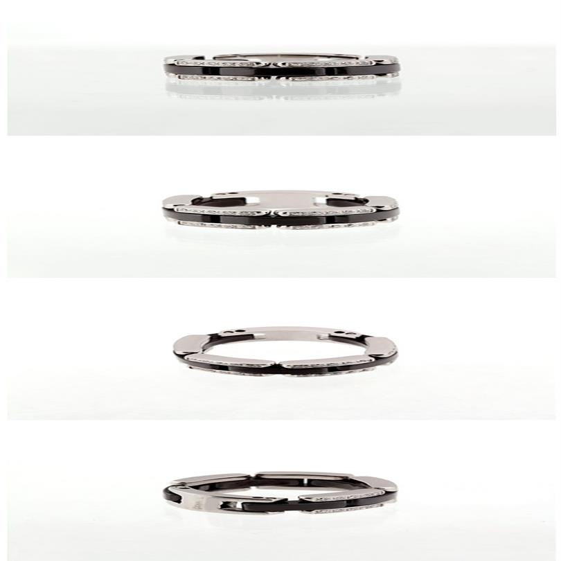 Neue Ankunft Marke Schmuck Boutique Hohe Qualität frauen Ring schwarz und weiß keramik diamant ring ring schwanz ringe schmuck279o