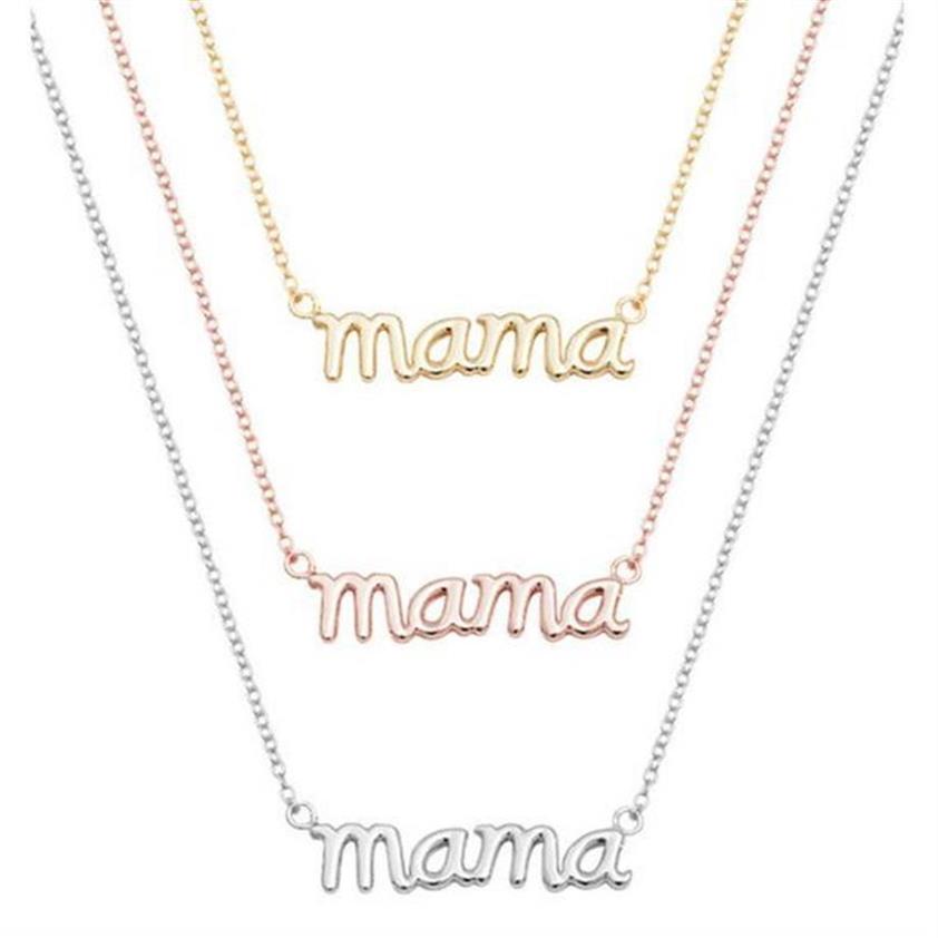 kleine Mama Mama Mama Buchstaben Halskette gestempelt Wort erste Liebe Alphabet Mutter Halsketten für Thanksgiving Muttertag293I