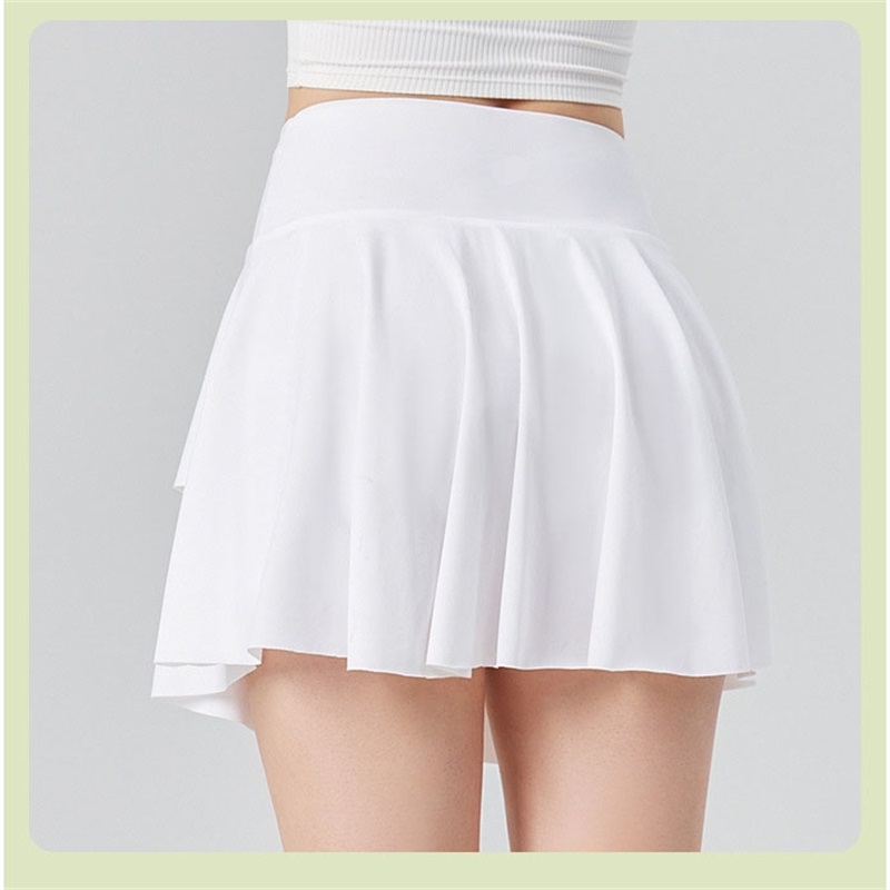 short skirt lu double layer non-slip outdoor skirt women's quick drying tennis skirt running fitness training outer wear pleated skirt