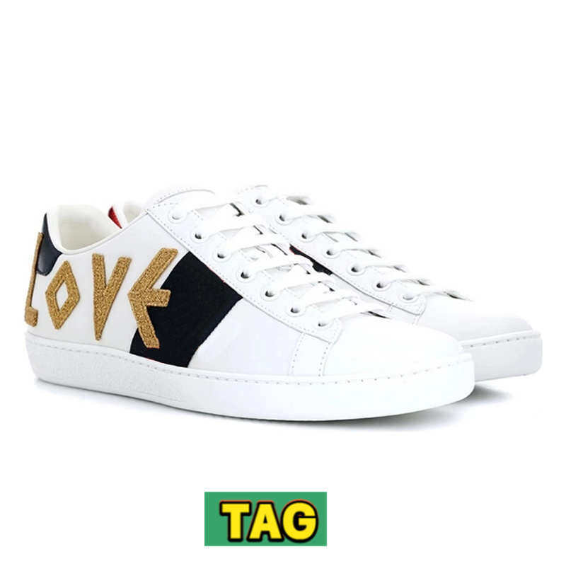 Modedesigner skor för män klassiska ess läder sneakers bi snäckhet blomma älskade broderade loafer pärlor spikar besatta mens casual womens mode tränare